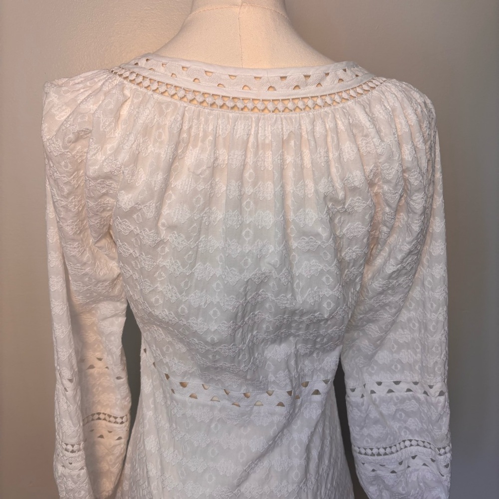 Veronica Beard Daeja V-Neck Eyelet Intricate Lace 3/4 Sleeves Mini Dress Size XS - Picture 9 of 14